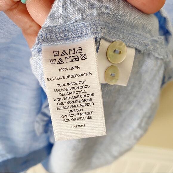 C&C California | 100% Linen Button Front Shirt Dress Summer Beachy Blue XS - Picture 8 of 8